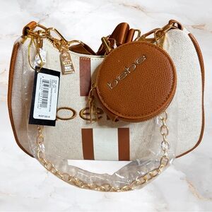bebe BNWT Paisley canvas Crossbody with coin purse caramel
